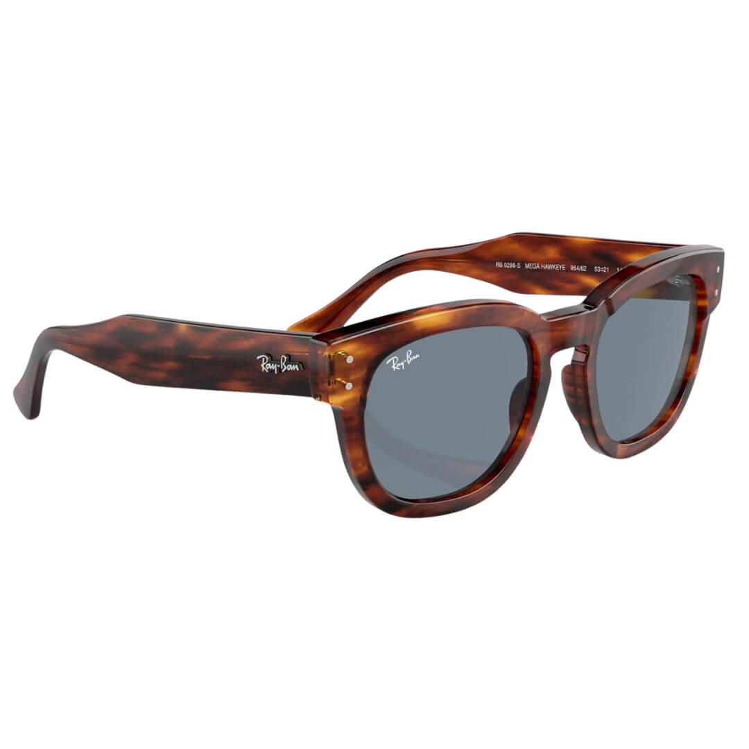 Ray-Ban Mega Hawkeye RB0298S 954/62 Sunglasses - Striped Havana Frame, Blue LensLeft View