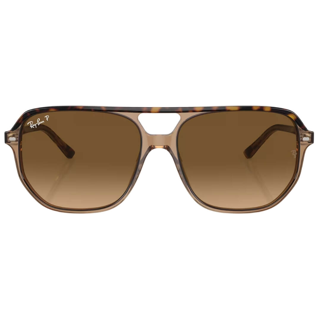 Ray-Ban Bill One RB2205 1292M2 Sunglasses - Havana on Transparent Brown Frame, Polarized Brown Lens Front View