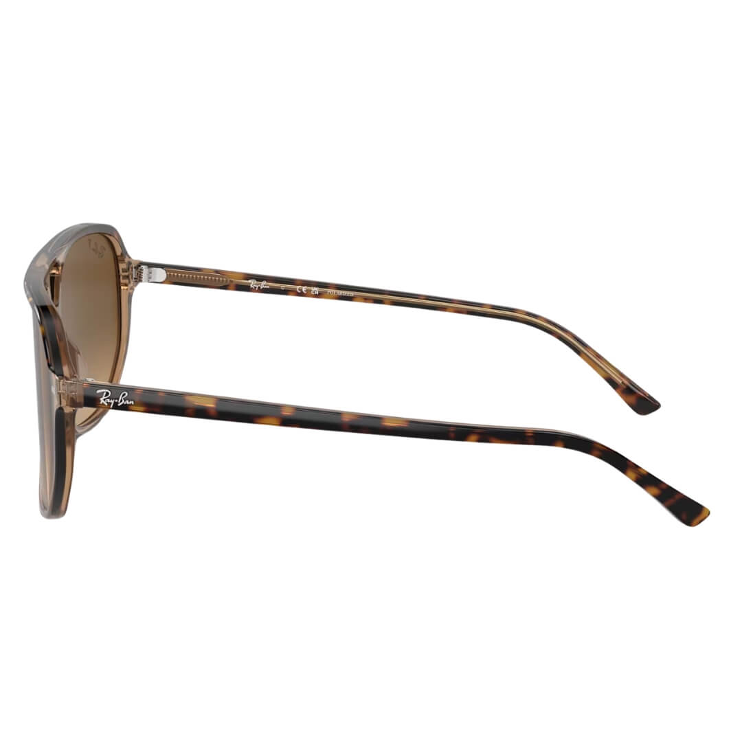 Ray-Ban Bill One RB2205 1292M2 Sunglasses - Havana on Transparent Brown Frame, Polarized Brown Lens Side Frame View