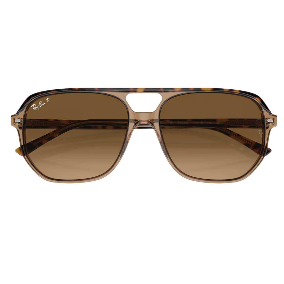 Ray-Ban Bill One RB2205 1292M2 Sunglasses - Havana on Transparent Brown Frame, Polarized Brown Lens Folded View