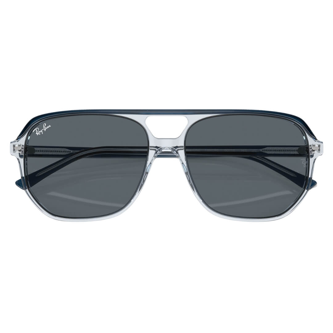 Ray-Ban Bill One RB2205 1397R5 Sunglasses - Blue on Transparent Blue Frame, Azure Lens Folded View