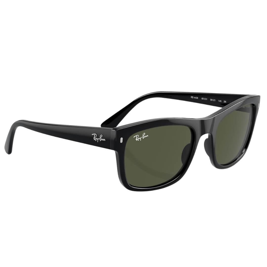 Ray-Ban RB4428 601/31 - Black Frame with Green Lens Front Left View