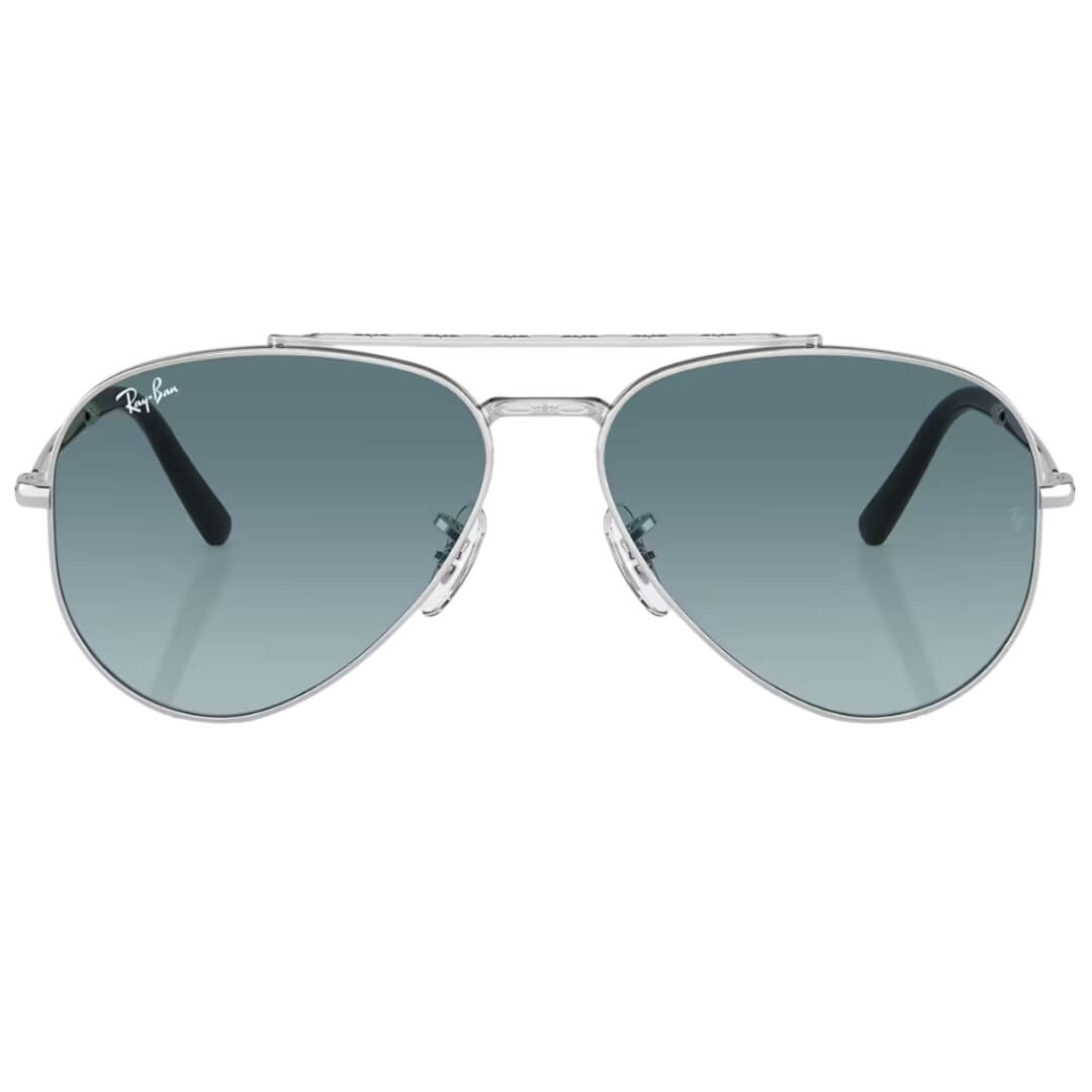 Ray-Ban New Aviator RB3625 003/3M Sunglasses - Silver Frame, Blue/Gray Lens Front View
