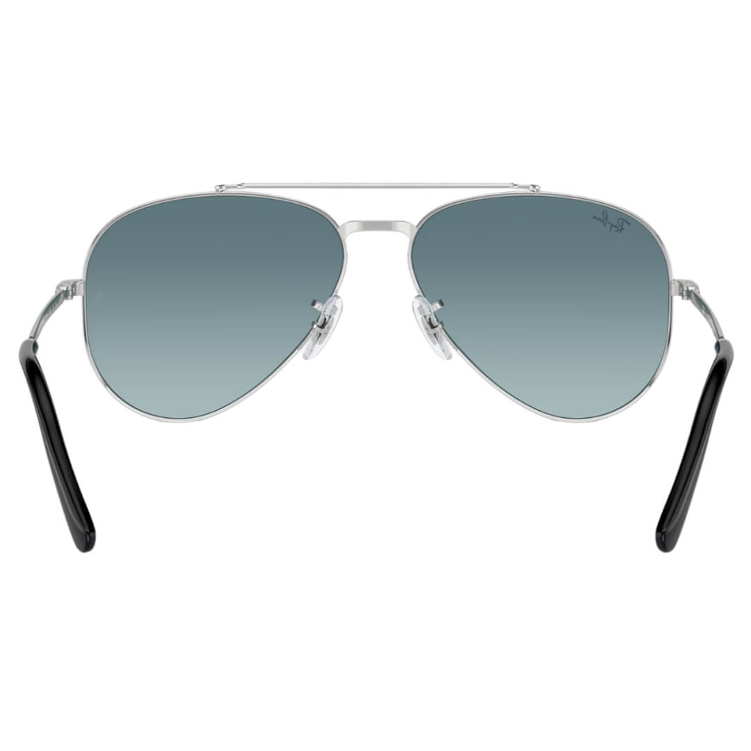 Ray-Ban New Aviator RB3625 003/3M Sunglasses - Silver Frame, Blue/Gray Lens Back View