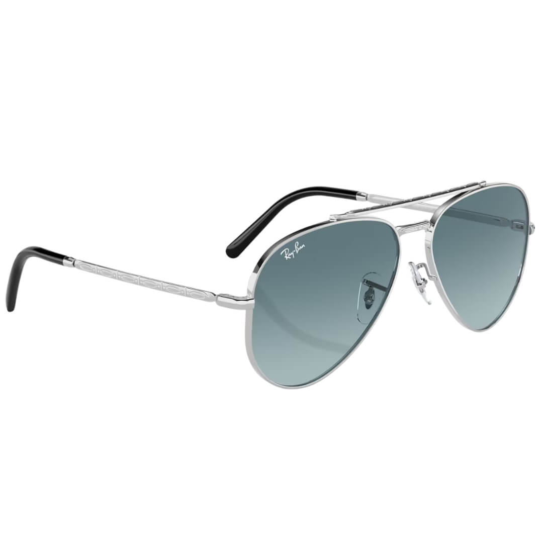 Ray-Ban New Aviator RB3625 003/3M Sunglasses - Silver Frame, Blue/Gray Lens Front left View
