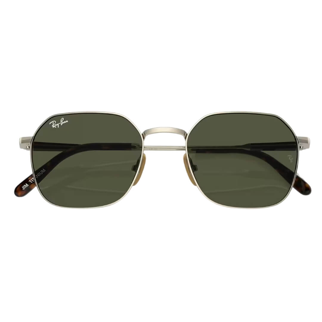 Ray-Ban Jim Titanium RB8094 926531 - Gold Frame with Green Lens Folded View