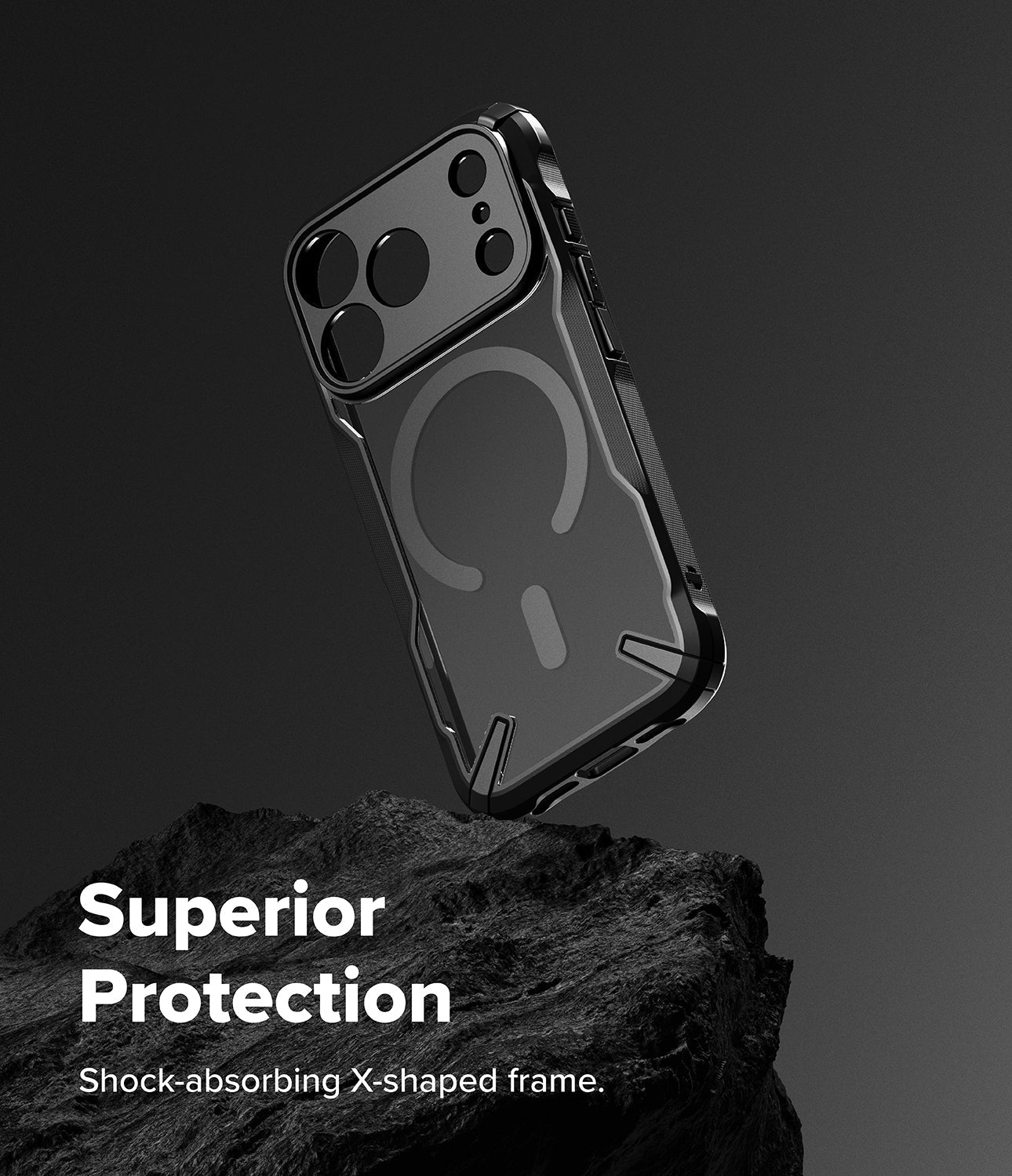 
Close-up of the micro-embossing texture on the side of the Ringke Fusion X case.


