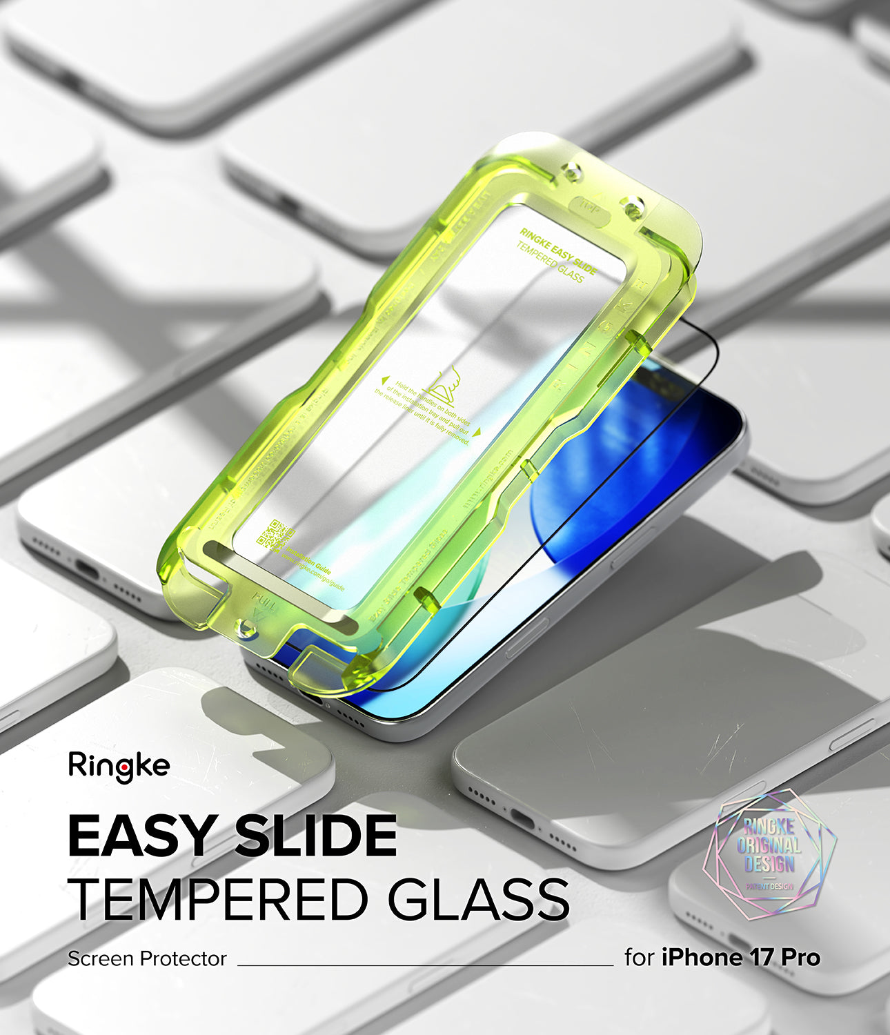 Custom-fit easy installation tool included with the Ringke screen protector.