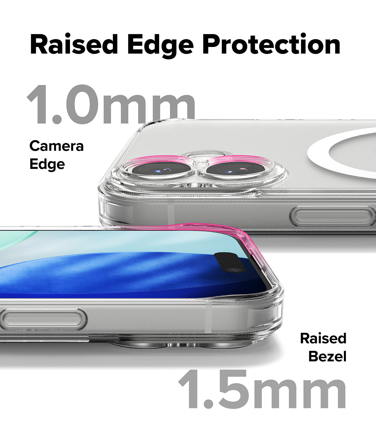 
Side view of the iPhone 17 in the Ringke Fusion Matte Clear case, showcasing its slim profile and built-in strap holes.