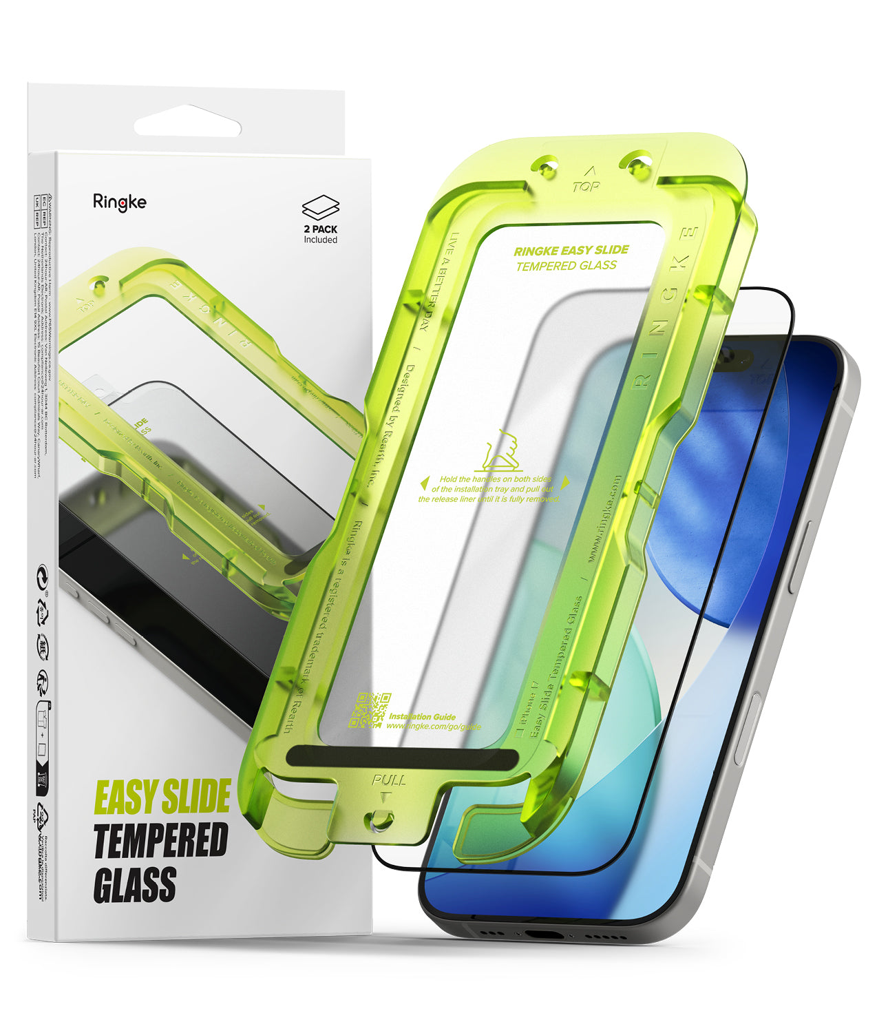 Ringke Easy Slide Tempered Glass Screen Protector 2-pack for iPhone 17.

