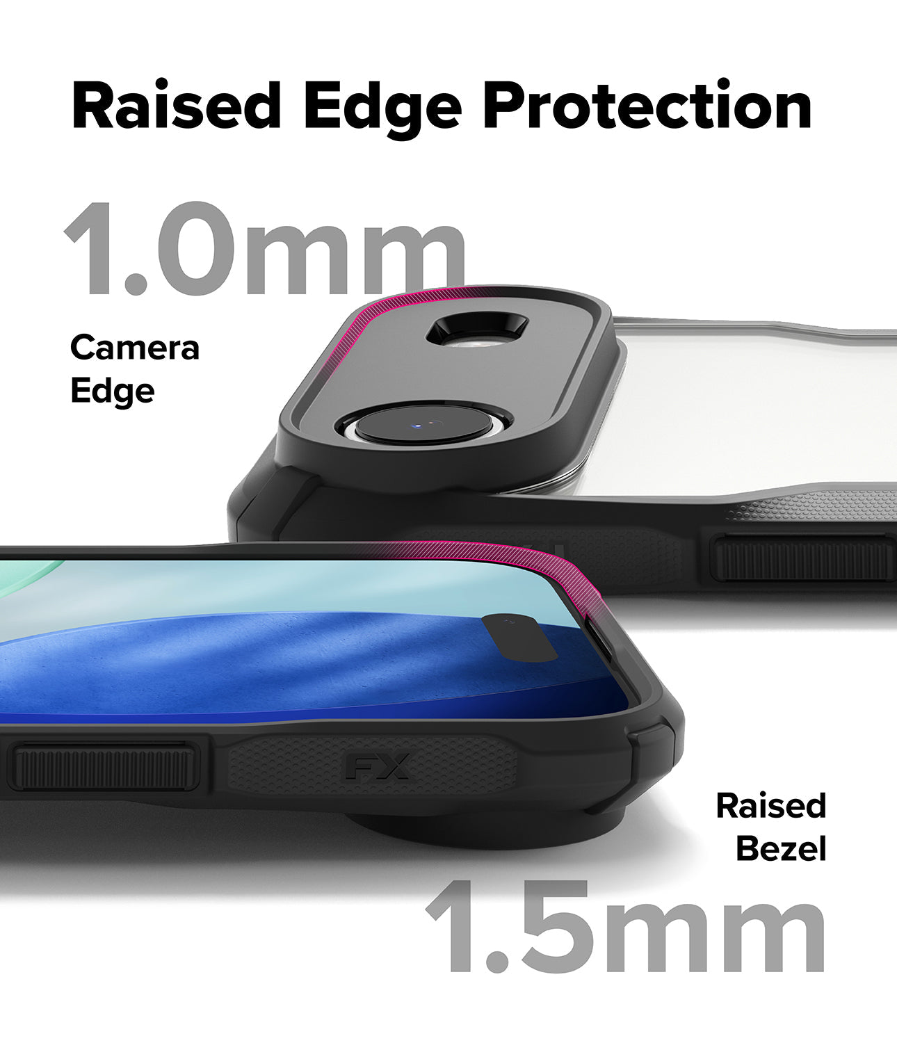 
Close-up of the micro-embossing texture on the side of the Ringke Fusion X case for iPhone 17 Air.

