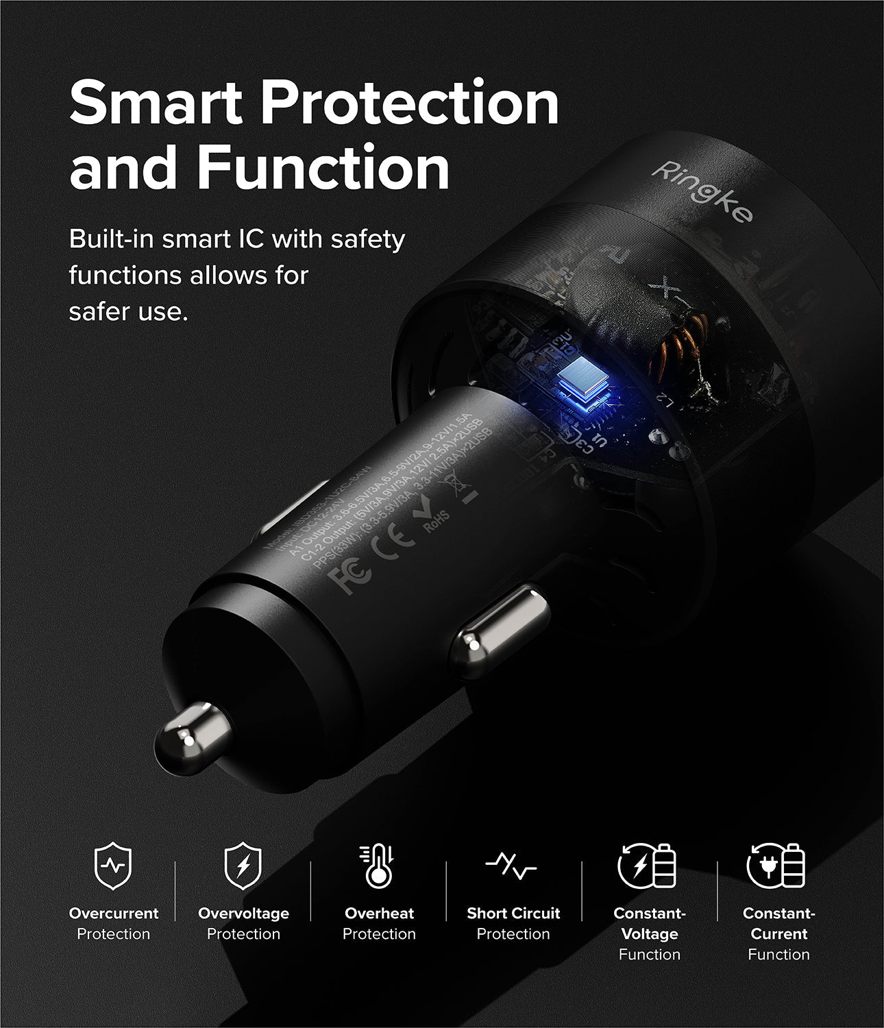 Ringke 3 Ports Car Fast Charger