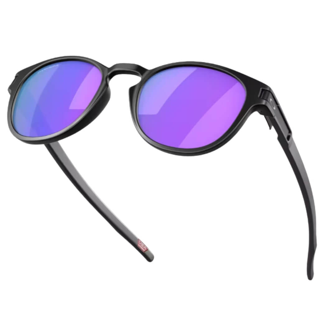 Oakley Latch OO9265 926555 Sunglasses - Matte Black Frame, Prizm Violet Lens Standing View