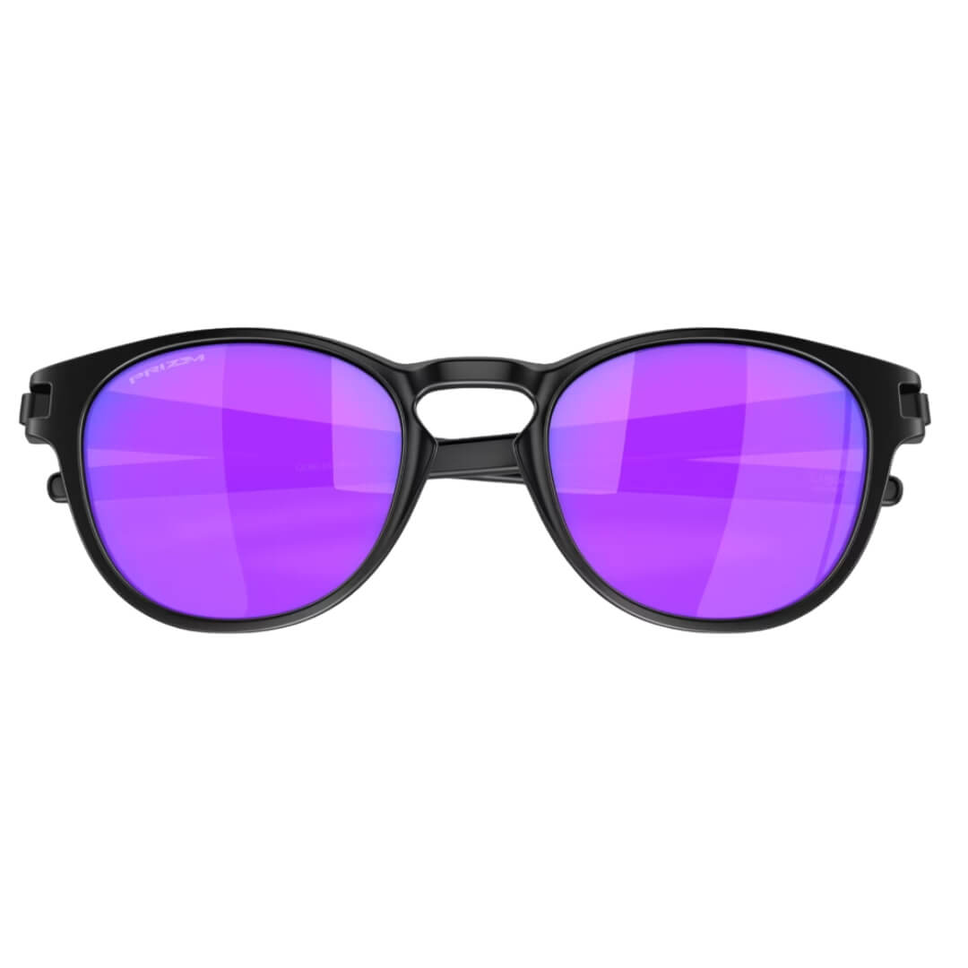 Oakley Latch OO9265 926555 Sunglasses - Matte Black Frame, Prizm Violet Lens Folded View