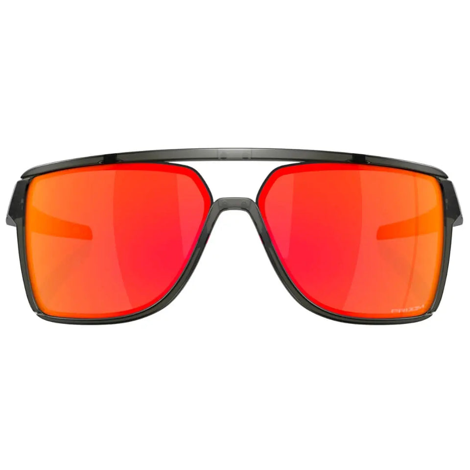 Oakley OO9147 Castel 914705 Sunglasses - Matte Grey Smoke Frame, Prizm Ruby Lens Front Fold View