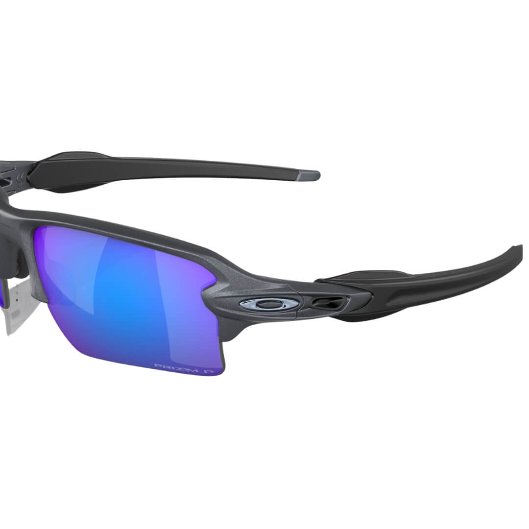 Oakley Flak 2.0 XL 9188J3 Sunglasses - Blue Steel Frame, Prizm Sapphire Polarized Lens Front Closeup View