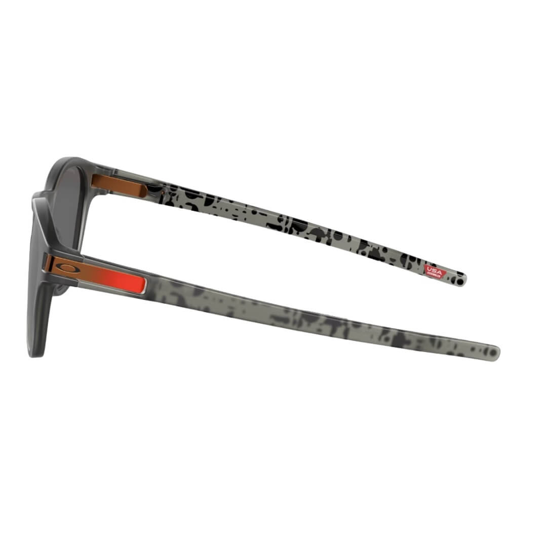 "Oakley Latch OO9265 926566 Sunglasses - Matte Grey Smoke, Prizm Black Lens Side View