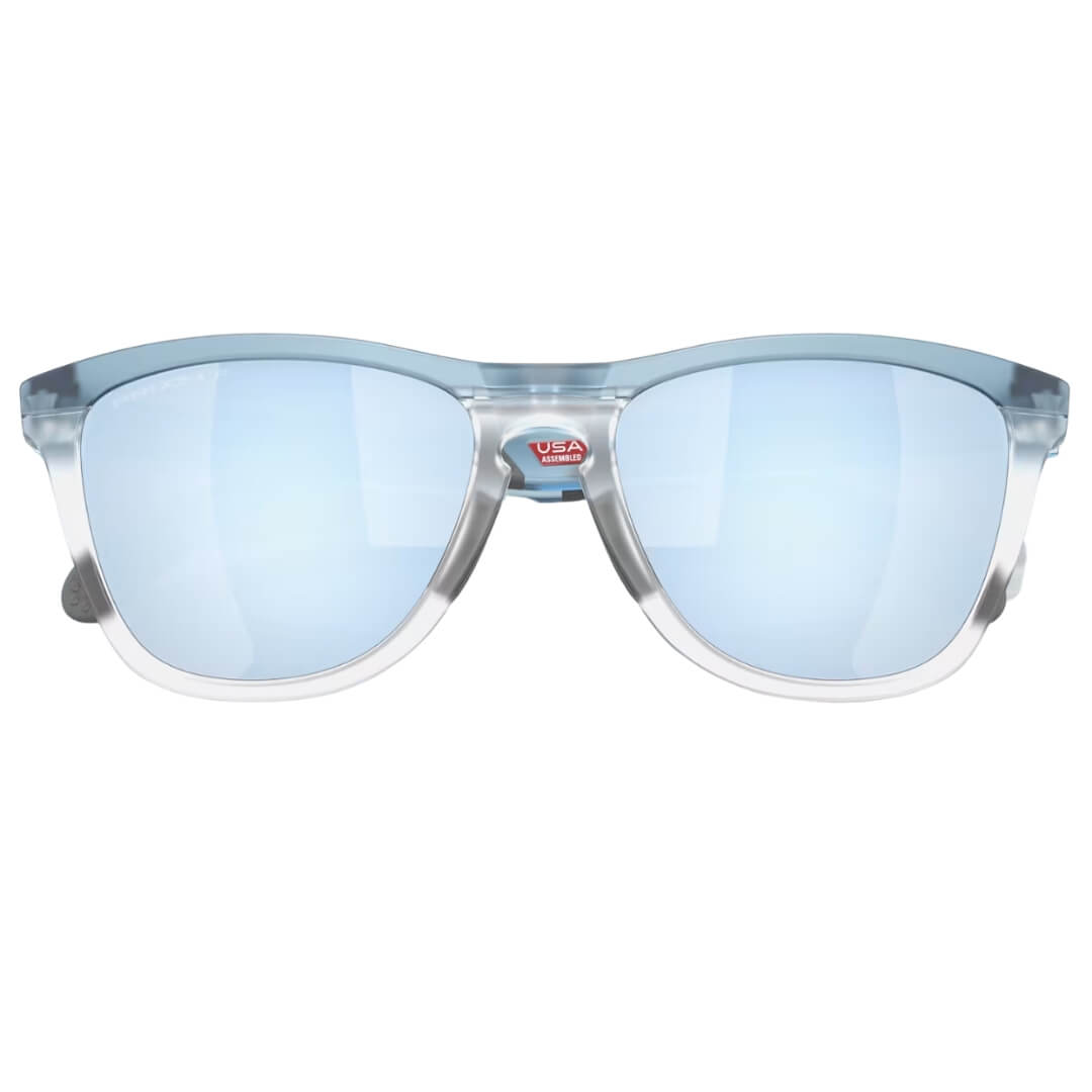 Oakley Frogskins Range OO9284 928409 Sunglasses - Transparent Stonewash, Prizm Deep Water Polarized Lens Folded View
