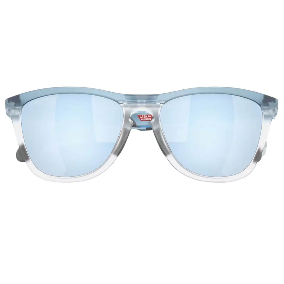 Oakley Frogskins Range OO9284 928409 Sunglasses - Transparent Stonewash, Prizm Deep Water Polarized Lens Folded View