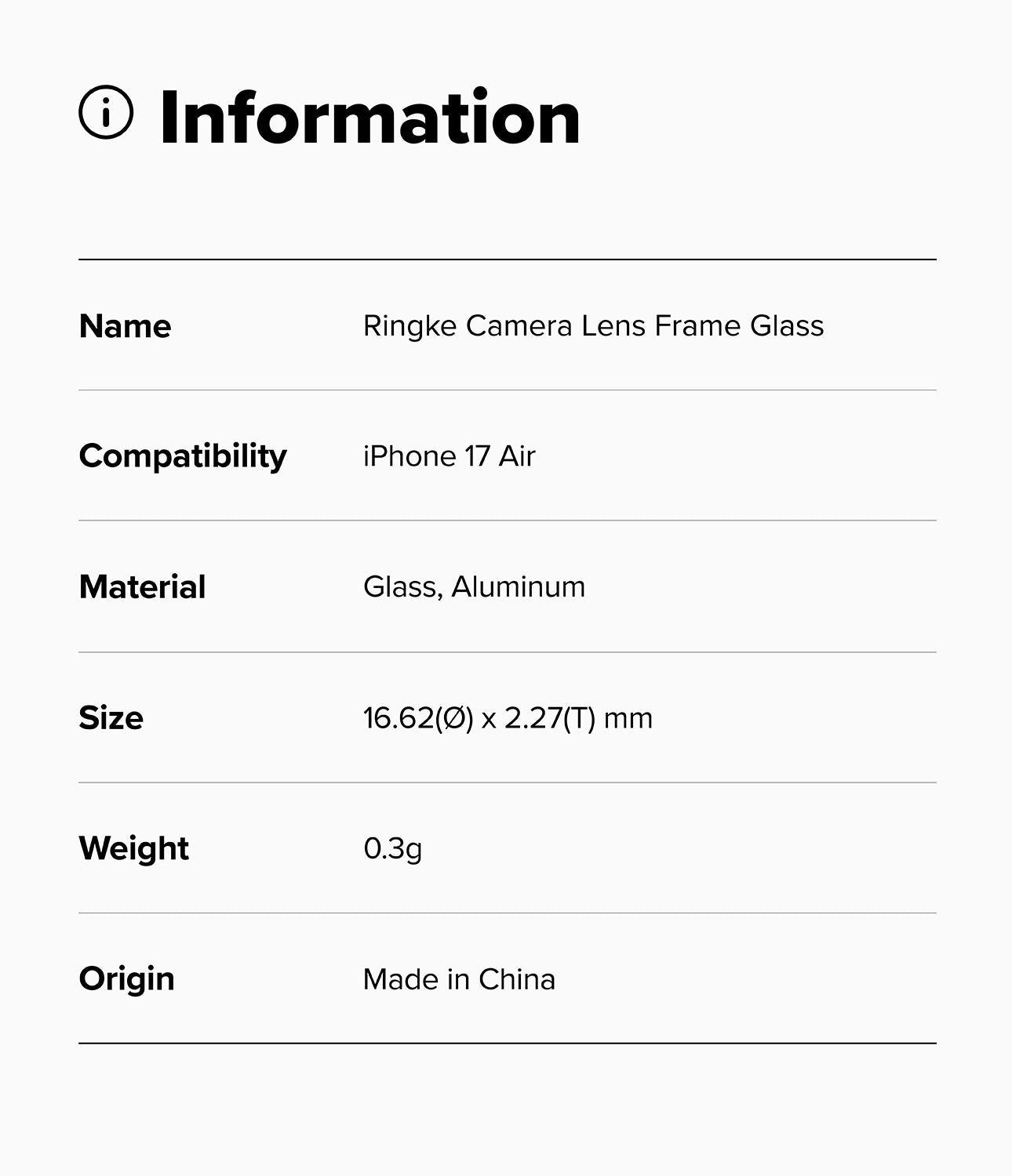 iPhone 17 Air Camera Lens Frame Glass 2 Pack by Ringke