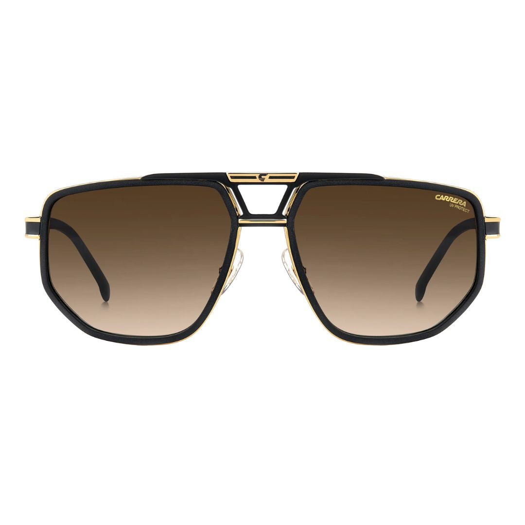 Carrera 1072/S men's aviator Sunglasses with black frame and brown gradient lenses on a white background