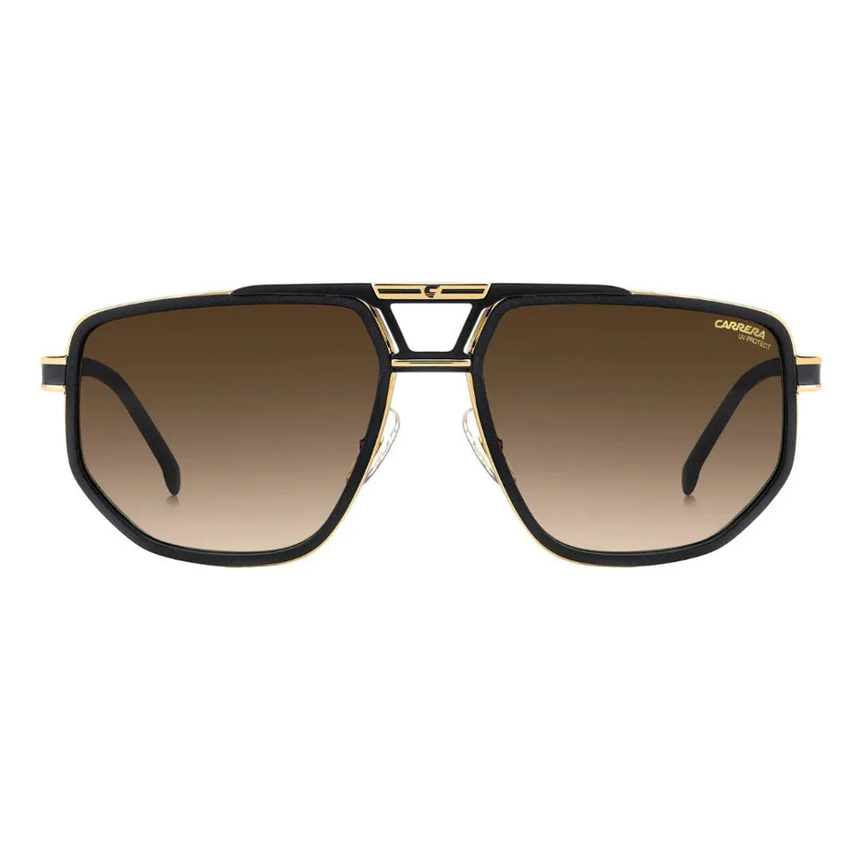 Carrera 1072/S men's aviator Sunglasses with black frame and brown gradient lenses on a white background