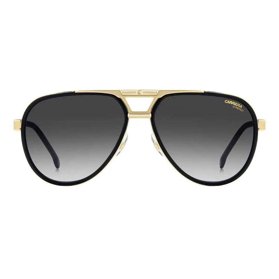 Carrera 1076/S men's aviator Gold-framed sunglasses with black gradient lenses on a white background