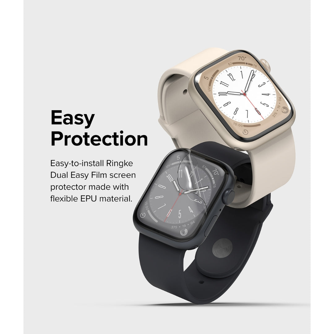 Effortlessly install the Ringke Dual Easy Film Screen Protector, crafted from flexible EPU material for a seamless experience.