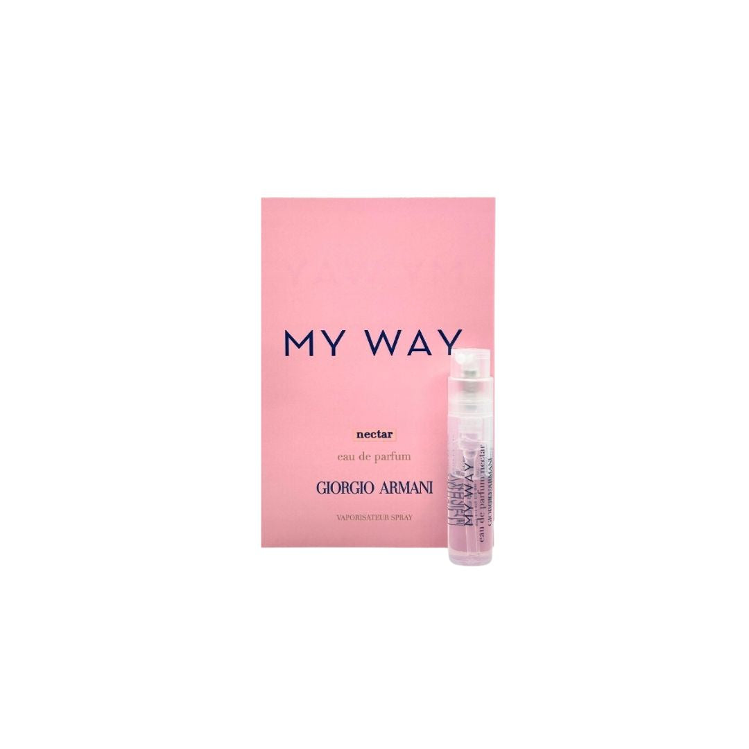 Armani My Way Nectar EDP 1.2ml sample vial, a sweet, fruity-floral fragrance for women featuring pear and tuberose.&nbsp;