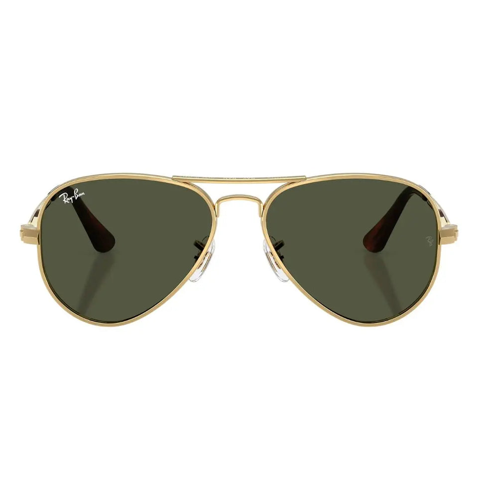 Front view of Ray-Ban Aviator Max RB3925 001/31 featuring bold gold double bridge and green lenses - Gadgets Online NZ