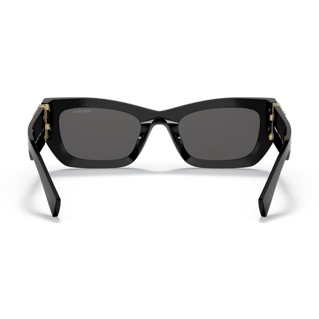  Miu Miu MU 09WS 1AB5S0 Sunglasses - Black Acetate Frame, Dark Grey Lenses - Rear Look