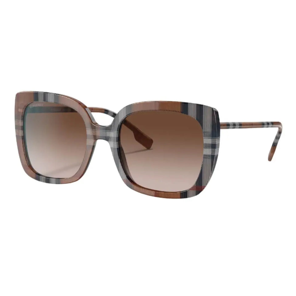 Burberry Caroll BE4323 400513 Women’s Sunglasses - Brown Check Square Frame, Gradient Brown Lenses Burberry