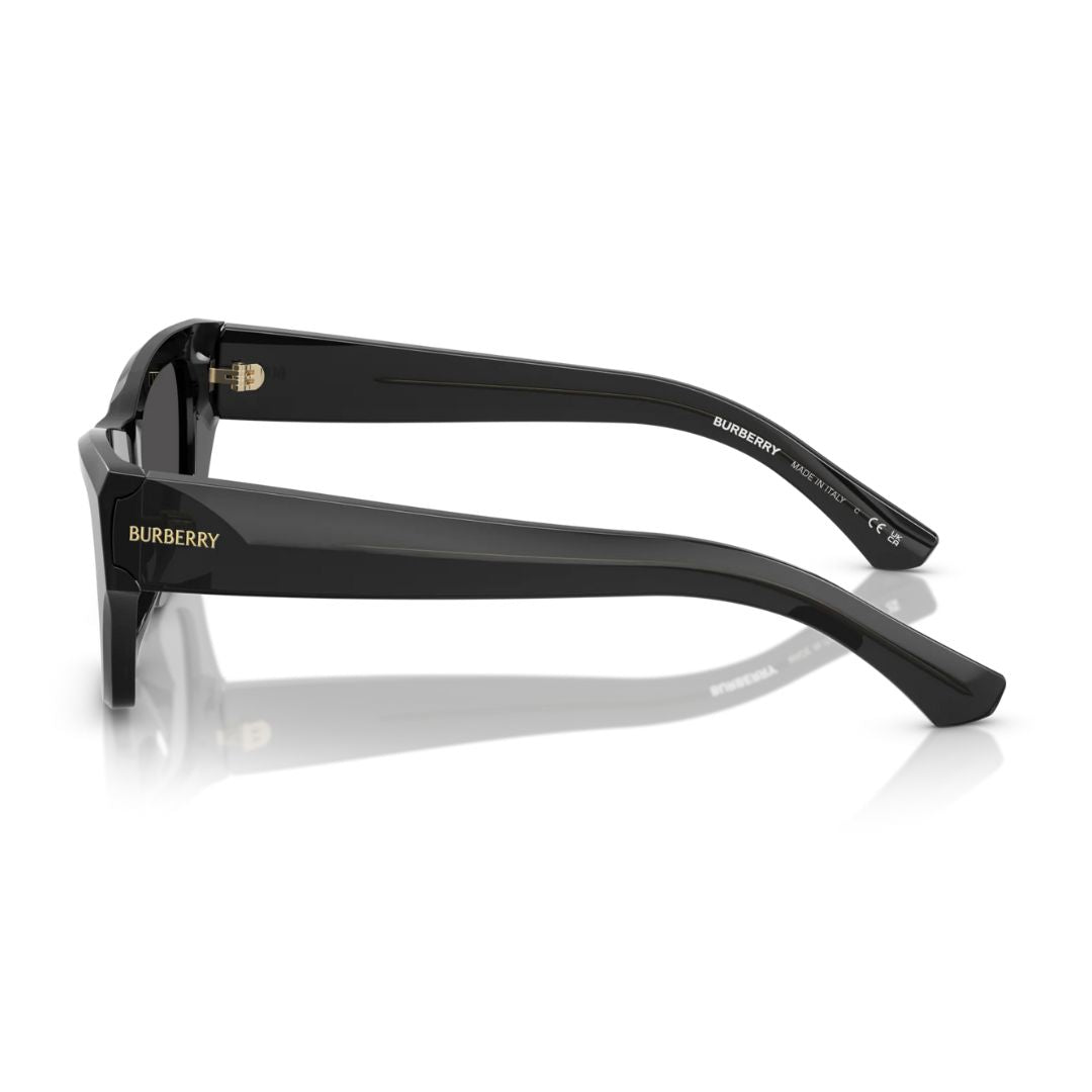Burberry BE4441U 411287 Women’s Sunglasses – Cat Eye Shape, Polished Grey Acetate, Iconic Burberry Logo