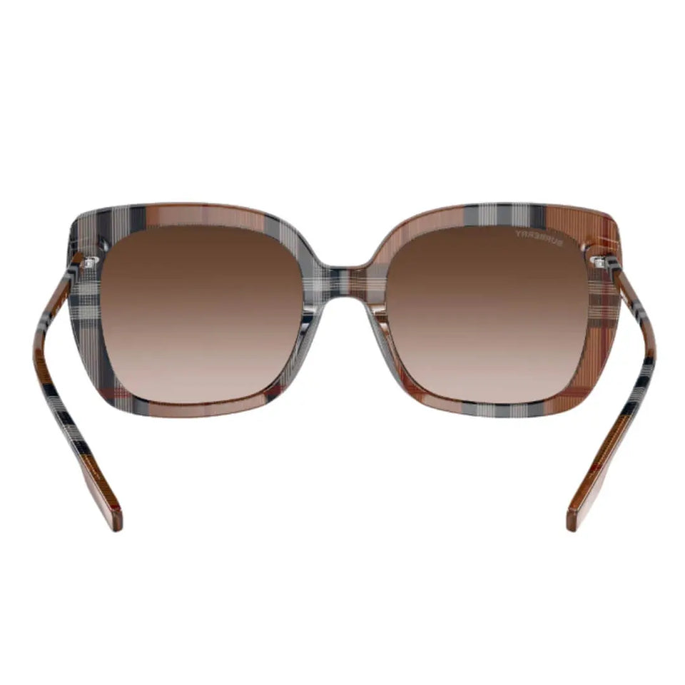 Burberry Caroll BE4323 400513 Women’s Sunglasses - Brown Check Square Frame, Gradient Brown Lenses Burberry