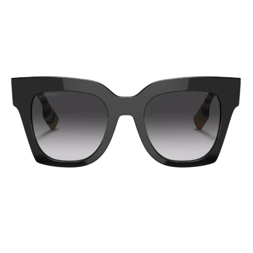 Burberry Kitty BE4364 39428G Women’s Sunglasses - Black Square Frame, Grey Gradient Lenses Burberry