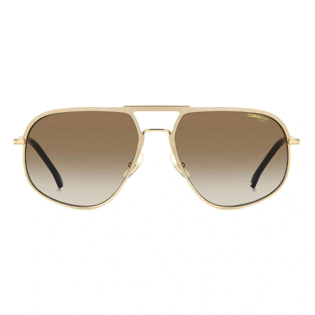 Carrera 318/S J5G 6086 Men's Pilot Sunglasses - Gold Frame, Brown Lens Full Front View