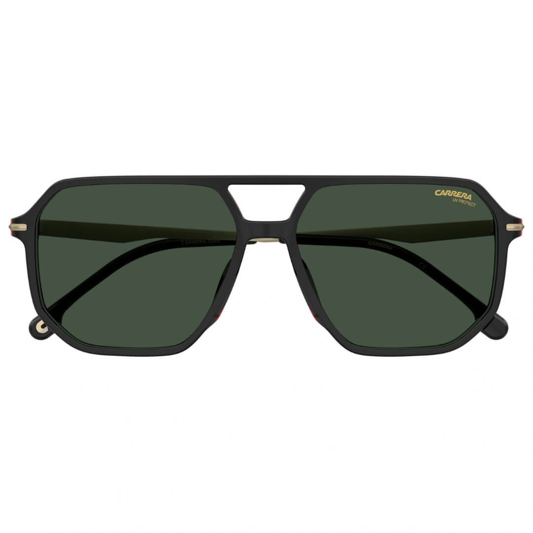 Carrera 324/S 807/59QT Unisex Aviator Sunglasses - Black Frame, Polarized Grey Lenses Folded View | Gadgets Online NZ LTD 