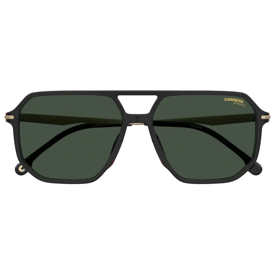 Carrera 324/S 807/59QT Unisex Aviator Sunglasses - Black Frame, Polarized Grey Lenses Folded View | Gadgets Online NZ LTD 