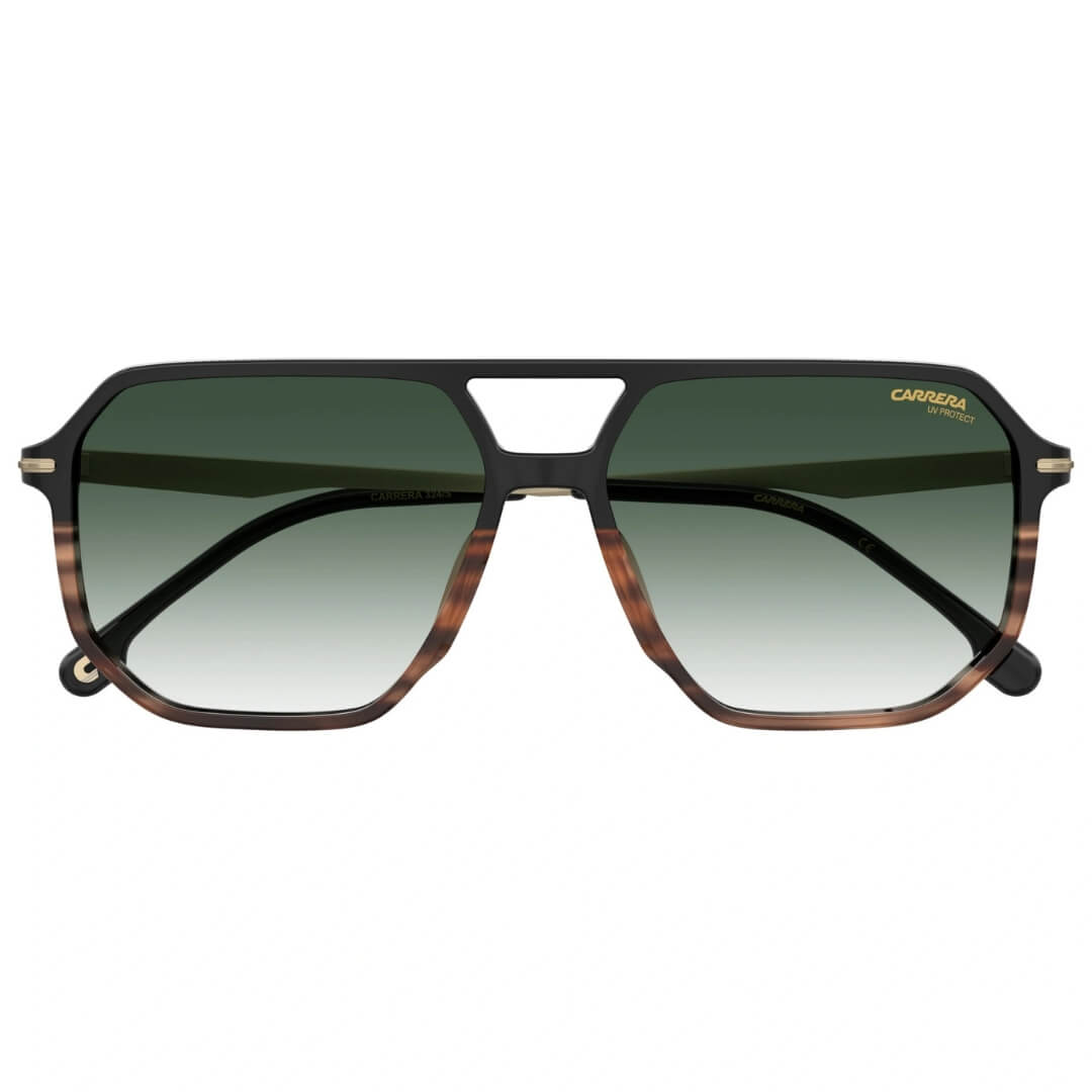 Carrera 324/S WR7/599K Unisex Aviator Sunglasses - Black Havana Frame, Polarized Grey Lenses Folded View | Gadgets Online NZ LTD