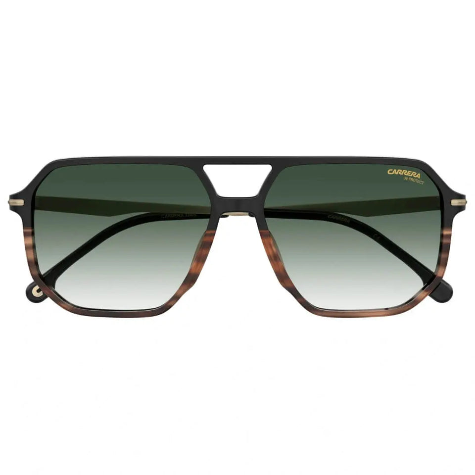 Carrera 324/S WR7/599K Unisex Aviator Sunglasses - Black Havana Frame, Polarized Grey Lenses Folded View | Gadgets Online NZ LTD