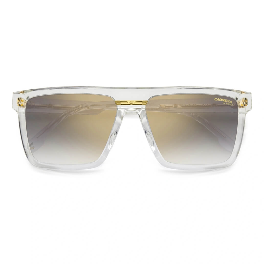 Carrera Victory C 03/S 900/58FQ Unisex Square Sunglasses Folded View - Crystal Frame, Grey Gradient Gold Mirror Lenses | Gadgets Online NZ LTD
