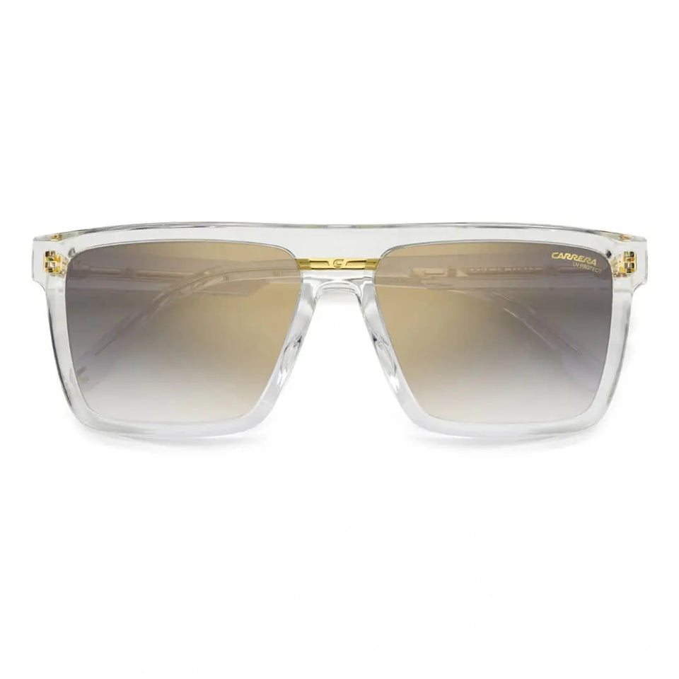 Carrera Victory C 03/S 900/58FQ Unisex Square Sunglasses Folded View - Crystal Frame, Grey Gradient Gold Mirror Lenses | Gadgets Online NZ LTD