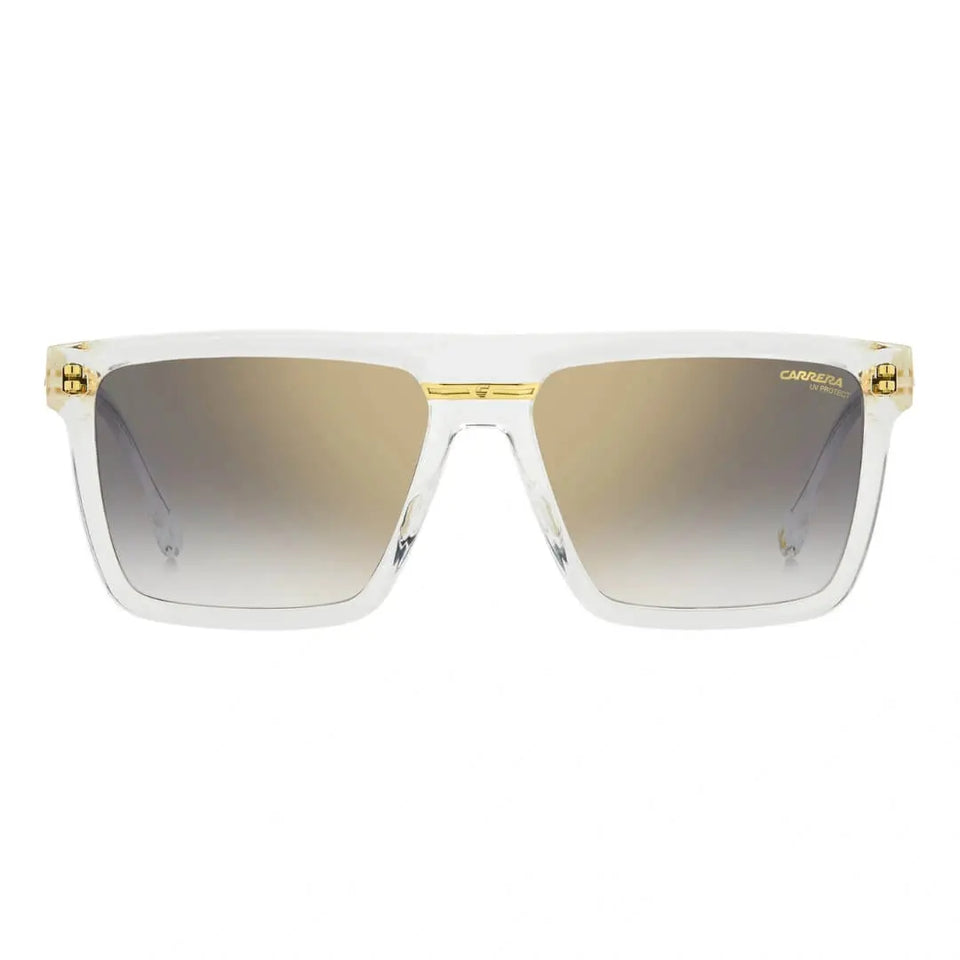 Carrera Victory C 03/S 900/58FQ Unisex Square Sunglasses Front View - Crystal Frame, Grey Gradient Gold Mirror Lenses | Gadgets Online NZ LTD