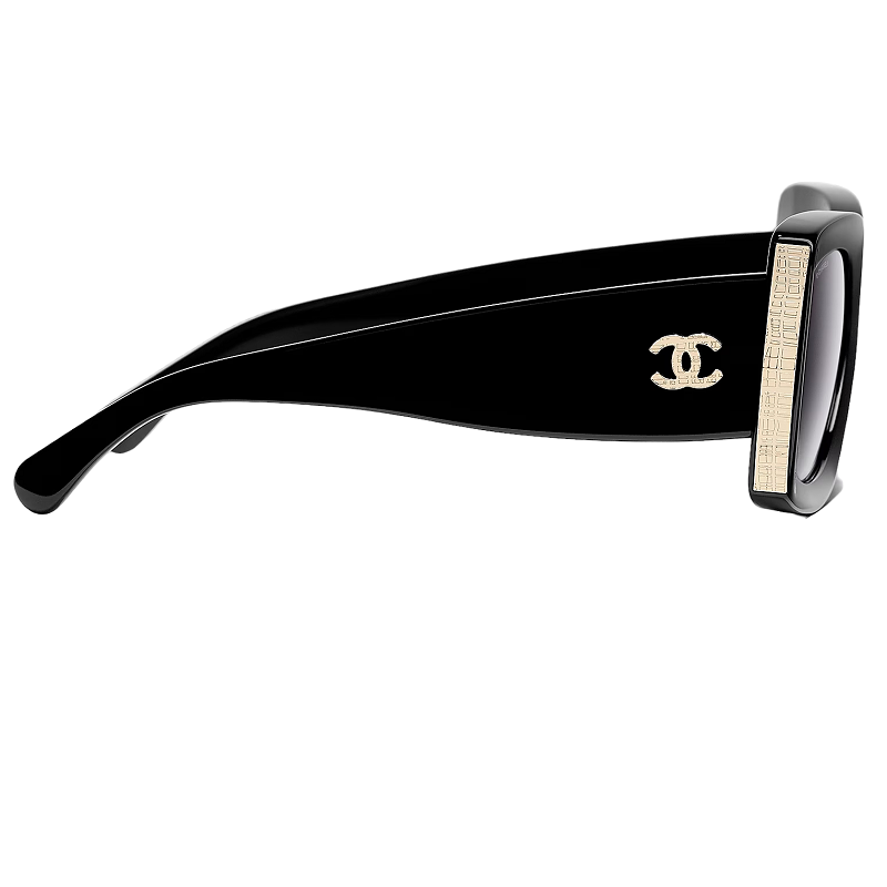 Chanel CH5435 Rectangle Sunglasses for Women Black & Gold