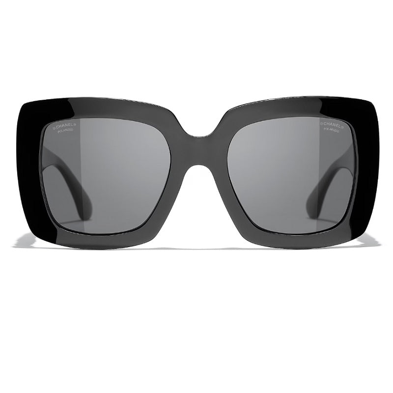 Chanel CH5474Q Square Sunglasses - Black Acetate & Calfskin