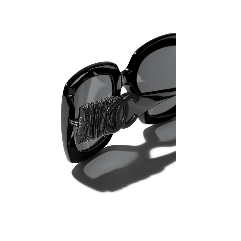 Chanel CH5474Q Square Sunglasses - Black Acetate & Calfskin