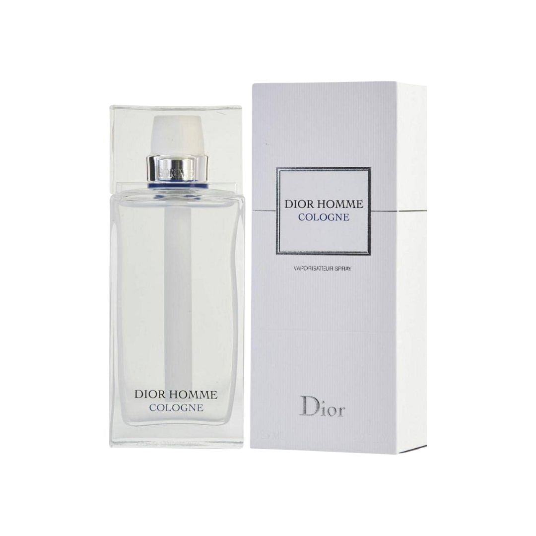 Christian Dior Homme Cologne 125ml, a sleek, minimalist bottle, suggesting a fresh, citrus, and musky masculine fragrance.


