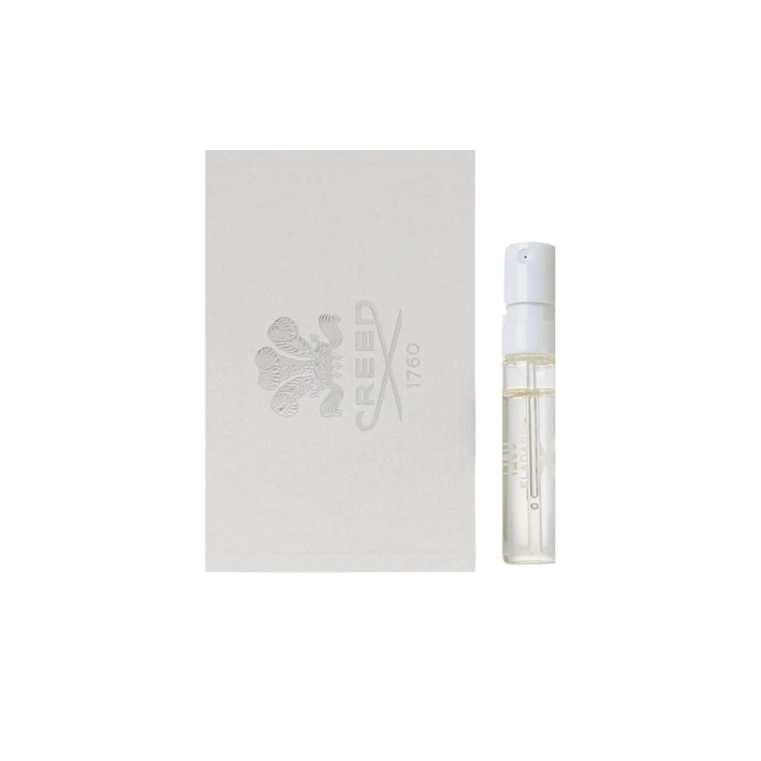 Creed Eladaria 1.7ml Vial sample and packaging with a brand logo on a white background