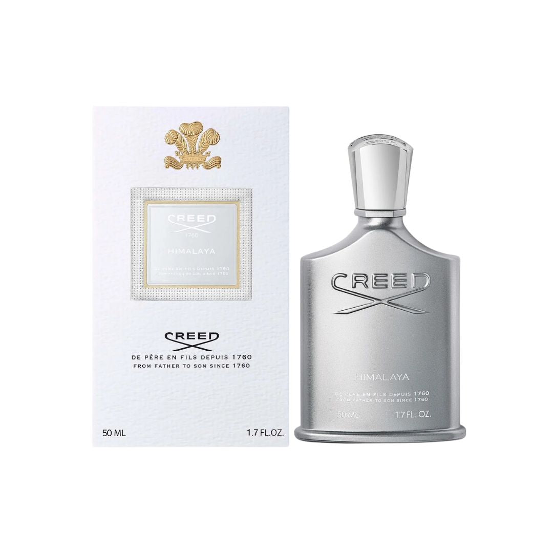 Creed Himalaya perfume bottle 50ml with packaging on a white background