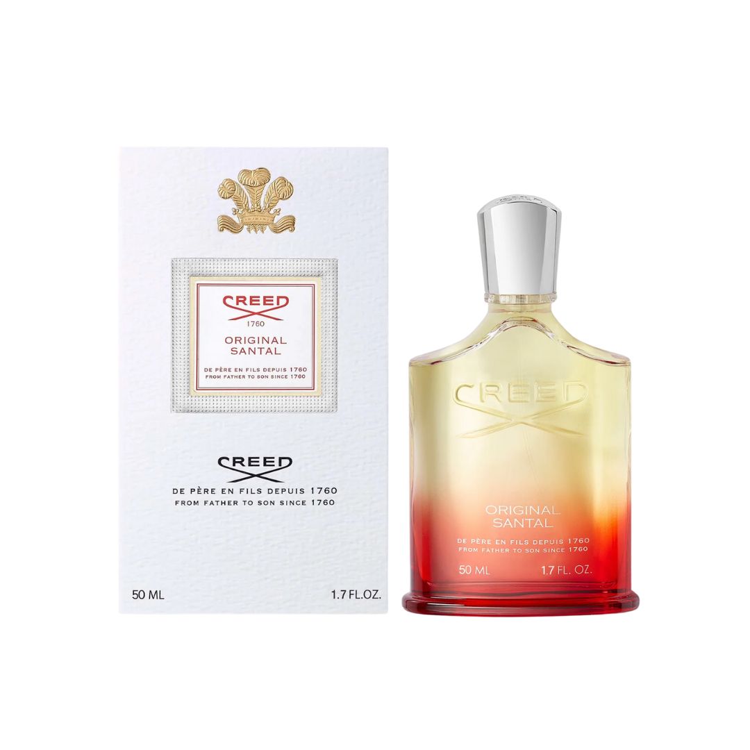 Creed perfume bottle 50ml and packaging on a white background